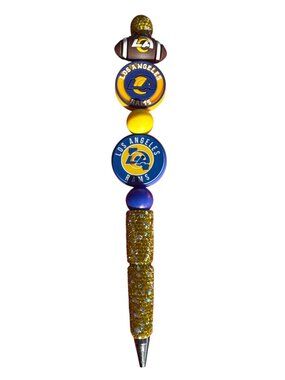 Los Angeles Rams Glitter Beaded Pen With Team Logo Accents - Great For Fans & Co